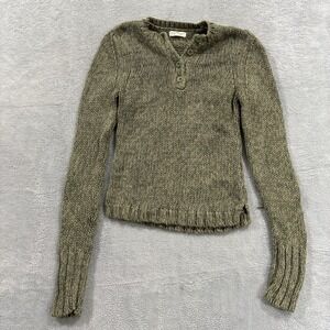 American Eagle AE Outfitters Sweater Women's Small Knit Button Green 100% Cotton